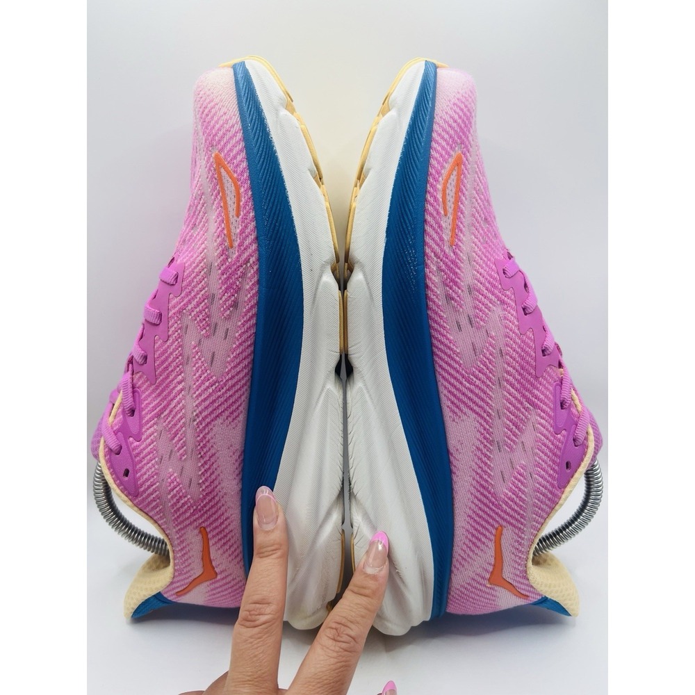 Hoka One One Women's Pink Running Sneakers with Blue Midsole - Picture 5 of 11
